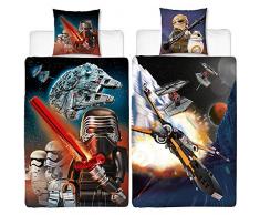 Biber Lego Kinder Wende-Bettwäsche Star Wars Millennium 135 x 200 + 80 x 80 cm 100% Baumwolle Biber Flanell Clone Starwars BB-8 Kylo Ren Stormtroopers Finn Rey The last Jedi 2 Motive deutsche Größe