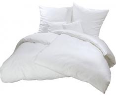 Carpe Sonno kuschelige Feinbiberbettwäsche 200 x 220 cm einfarbig weiße Winter-Bettwäsche mit Reißverschluss aus 100% Baumwolle Flanell - 3-TLG Bettwäsche Set mit 2 Kopfkissenbezügen