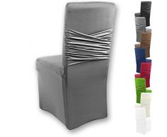 Gräfenstayn® Stretch-Stuhlhusse Victoria - runde und eckige Stuhllehnen - bi-elastische Passform mit Öko-Tex Siegel Standard 100: „Geprüftes Vertrauen“ (Anthrazit)