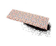 Aminata Balance Körnerkissen 60x20 cm Mikrowelle groß für Nacken, Schulter & Rücken Raps-Samen-Körner-Kissen Wärme-Kissen - bunte Punkte - Motiv für Damen, Frauen & Mädchen - abnehmbarer Bezug