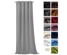 heimtexland ® Verdunklungsgardine Schlaufenschal Gardine Blickdicht mit Kräuselband Thermogardine Verdunklungsvorhang HxB 245x135 cm Silber-Grau Typ139