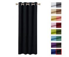 PONY DANCE Gardinen Blickdicht Vorhänge Schlafzimmer - (H 210 x B 132 cm) Thermo Vorhang Blickdicht Raum Verdunkeln Gardine für Guten Schlaf Ösenschal, 1 Stück, Schwarz