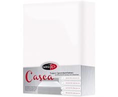 CelinaTex Topper Spannbettlaken für Boxspringbett Auflagen 180x200 bis 200x220, Jersey Stretch Spannbetttuch Baumwolle mit Elastan, Casca 0004189 schnee weiÃ