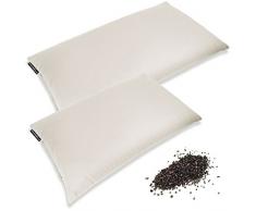 WheatyBags Bio-Buchweizen Kissen mit Reißverschluss, verstellbar, mit Schale, im Bett Kissen, baumwolle, Cotton Fabric - Natural, 74cm x 48cm