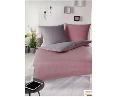 Brandsseller Microfaser Wende-Bettwäsche Bettbezug Garnitur Set Eva - für Kopfkissen und Bettdecke mit Reißverschluss - Rosa