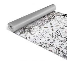 ANRO Teppichläufer Küchenläufer Küchenteppich Flur Teppich mit Design Fliesenoptik Grau-Braun rutschfest 200x52cm