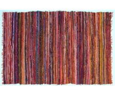Guru-Shop Leichter Flickenteppich, Flickendecke 100x160 cm - Orange-bunt, Baumwolle, Teppiche, Bodenmatten
