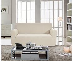 E EBETA Elastisch Sofa Überwürfe Sofabezug, Stretch Sofahusse Sofa Abdeckung Hussen für Sofa, Couch, Sessel 2 Sitzer (Cremefarbe, 145-185 cm)