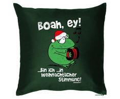 Weihnachten lustige Deko Kissen mit Innenkissen - WEIHNACHTLICHE STIMMUNG Advent Geschenk Idee 40x40cm grün : )