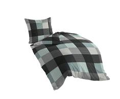 Bierbaum Bettwäsche 6452, Fein-Biber, Made in Germany, türkis 02, 135x200 + 80x80 cm