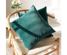 Kissenbezüge aus Samt,2er/Pack Dekokissenbezug (45 x 45 cm), Zierkissenbezug Kopfkissenbezug Kissenhülle für Sofa Wohnzimmer,Schlafsofa,Schlafzimmer mit Unsichtbarem Reißverschluss (Königliches Grün)