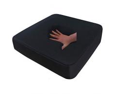 Gel / Gelschaum Sitzkissen Reise Sitzauflage schwarz 40 x 40 x 8 cm Memory Schaum weiches Kissen mit Kaltschaum für Rollstuhl Bürosessel Chefsessel Auto LKW Bus Dekubitus Sitzpolster für Rücken Sitzauflage