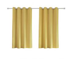 WOLTU VH5867gb-2, 2er Set Gardinen Vorhang Blickdicht mit Ösen, Leichte & weiche Verdunklungsvorhänge für Wohnzimmer Kinderzimmer Schlafzimmer 135x175 cm Gelb