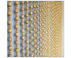 GuoWei Beige Perlenvorhang Türvorhang Holz zum Tür Eingang Balkon Hängend Strings Raumteiler Dekorieren Rustikal Stil, Anpassbar (Size : 32 strands-95cmx198cm)