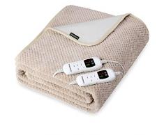 Wärmeunterbett Unterdecke I 160x140 cm I 3-lagig I 7 Heizstufen I Coral-Fleece I Abschaltfunktion waschbar 2 Controller