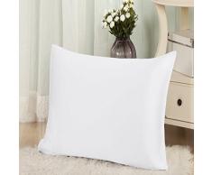 THXSILK Luxus 100% Seide Kissenbezug mit Reißverschluss 19 Momme (40x60cm, Weiß)