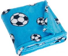 Playshoes Baby und Kinder Fleece-Decke, vielseitig nutzbare Kuscheldecke für Jungen und Mädchen, 75 x 100 cmmit Fußball-Muster