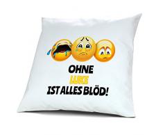 Kopfkissen mit Namen Luke - Motiv Ohne Luke ist alles Blöd!, 40 cm, 100% Baumwolle, Kuschelkissen, Liebeskissen, Namenskissen, Geschenkidee