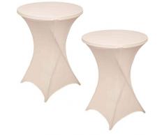 FDBW 2er Set Stehtischhussen | Stretchhusse Tisch-Husse Tischdecke | ∅80-85 x 110 cm Überzug für Stehtische Bistrotisch Biertisch Catering | geeignet für Horeca-Veranstaltung Event Hochzeit | Beige