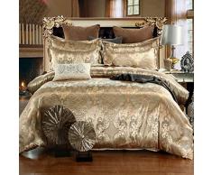 Bettdecke, Bettwäsche, Übergroßer 220 * 240 Bettbezug Goldener Satin Jacquard 200 * 230 Bettbezug Kissenbezug