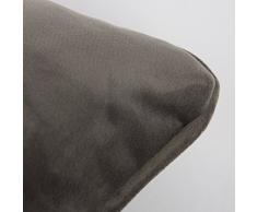 SCHÖNER LEBEN. Samtkissen mit Kederumrandung und Federfüllung grau 50x50cm