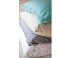 LIVING DREAMS Leinen-Baumwoll-Bettwäsche Bettbezug Bettwäsche-Set einfarbig Uni 135x200 cm kitt