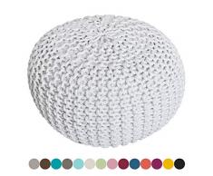casamia Pouf Ø 55 cm Strickhocker Sitzpouf Sitzpuff Sitzhocker Grobstrick-Optik Bodenkissen extrahoch Höhe 37 cm Farbe leinenweiß