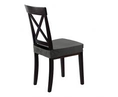SCHEFFLER-Home Marie Wasserabweisende Sitz-Hussen 2 Stück, Stretch-Stoff Stuhl-Sitz-Bezug, Fleckschutz, bi-elastische Schutz-Husse, Moderne Abdeckung - Grau