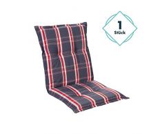 Homeoutfit24 Sun Garden 1-Stück Gartenstuhl-Auflage (103 x 52 x 8 cm) Prato, Niedriglehner Auflage in Grau/Rot