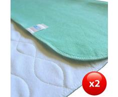 TODA 2er Pack Matratzenauflage, Inkontinenzauflage, wasserdicht, waschbar - Saugvlies, Inkontinenzunterlage Verschiedene Größen (75 x 90 cm)