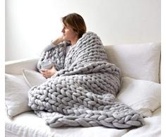 Yiyida XXL Kuscheldecke Strick 120x180cm, handgefertigt Dicke Decke Wolle Warm Flauschig Weich für Sofa, Bett
