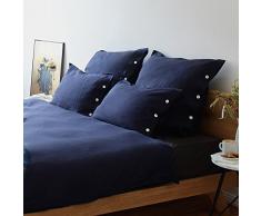 URBANARA Bettwäsche Bellvis - 100% reines belgisches Leinen, Dunkelblau – 1 Bettbezug 135x200 cm + 1 Kissenbezug 80x40 cm, 2-teiliges Set Leinenbettwäsche, Sommerbettwäsche, Leinen-Bettwäsche