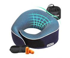 Youthee Reise Nackenkissen Memory Foam Reisekissen U Geformte 360 ° Stützfunktion Hals Kissen für Reisen mit Schlafmaske und Ohrenstöpsel Nackenstützkissen ideal für im Auto Flugzeug Zug Büro und Haus