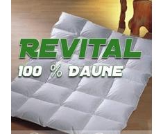 Revital Daunendecke Bettdecke 155 220 cm, 100% canad. Daunen, mittelwarme Ganzjahresdecke Wärmeklasse-3, 4x6 Kassetten, 4cm hohe Innenstege, gefüllt mit 1100g, (155x220)