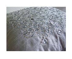 Entwerfer Silber Kissen Shams, Goldkristalle Damast Gestickte Kissen Shams, 60X60 Cm Kissen Schein, Seide Kissen Shams, Zeitgenössisch Kissen Shams - Silver Gold Damask