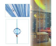 jinm 1 * 2 M Kristall Bead Fransen Vorhang Fadenvorhang, dekorative Perlen Wand Panel Fransen Fenster Raumteiler Rollo Hochzeit kaffee Haus Restaurant Teile Kristall Home Dekoration, blau, Free Size