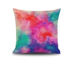 LIGHTBLUE Colorful Rainbow Cotton Line Dekokissen Zipper Square Pillowslip Sham für Festival Weihnachten Xmas Decor, Rose rot