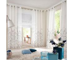 Ösen Gardinen Druck mit Laub Frische 1er-Pack Vorhang H*B 225*140cm Grau