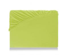 Premium Spannbettlaken mit Gummizug für Wasserbetten Boxspringbetten Übergröße Jersey Matratzenbezug Bettbezug Baumwolle Elastan Laken Wasserbettbezug 180-200 x 200-220 cm | Lindgrün