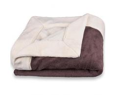 CelinaTex Toronto Kuscheldecke XXL 220 x 240 cm beige und dunkel braun Mikrofaser Wohndecke Fleece Tagesdecke
