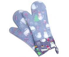 su-luoyu Ofenhandschuh Hitzebeständige Backofenhandschuhe 1 Paar Extra Lange Topfhandschuhe Aus Silikon Mit Baumwollfutter Für Kochen BBQ Backen Barbecue