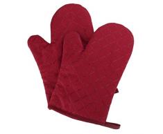 Hawiton Ofenhandschuhe Baumwolle Hitzebeständige Anti-Rutsch Topfhandschuhe Küche Backofen Handschuhe Geeignet für Kochen Backen Grillen Rot
