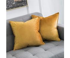 MIULEE 2er Set Samt Kissenbezug Kissenhülle Dekorative Dekokissen mit Verstecktem Reißverschluss Sofa Schlafzimmer Auto 18x 18 Inch 45 x 45 cm 2er Set Orangegelb