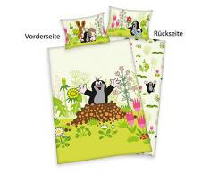 Herding DER KLEINE MAULWURF Kleinkinder-Bettwäsche-Set, Wendemotiv, Bettbezug 100 x 135 cm, Kopfkissenbezug 40 x 60 cm, Flanell/Biber