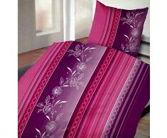 4-TLG.Sommer-, hauchdünne, kühlende Microfaser Bettwäsche Yasmin brombeer 2X 135x200 Bettbezug + 2X 80x80 Kissenbezug