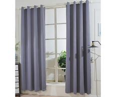 SearchI Verdunkelungsvorhang Schlaufen Gardinen Wohnzimmern Vorhang Blickdicht Schlaufenschal 1er (160x107cm, Grau)