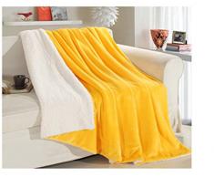 Yiyida Decke 200x230 cm Woll Kuscheldecke Mikrofaserdecke Fleecedecke Wohndecke Tagesdecke Fleece weich sanft flauschig kuschelig,gelb