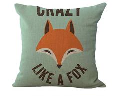 OdeJoy Leinen Fuchs Kissen Fall Gedrucktkissen Sofakissen Bett Zuhause Dekoration Simulation Kissen Plüschkissen Daunenkissen U-Förmigeskissen Nackenkissen Gesundheitskissen (E,1 PC)