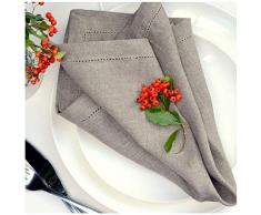 4 x Luxus Stoffservietten FLORENCE 43cm x 43cm - mit Hohlsaum, 100% Leinen