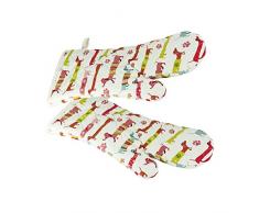 2 Set Hitzebeständig Lange Ofenhandschuhe Verdickte Hitzeresistente Topflappen Backhandschuhe aus Qualitäts Baumwolle mit Süß Dachshund Dackel Hund-Motiv Design für Hundeliebhaber Geschenk